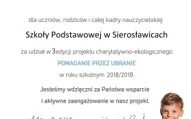 podziękowanie SP Sierosławice